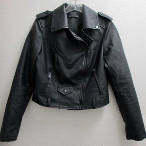 Black Tape Faux Black Leather Snakeskin Print Moto Jacket Size Small